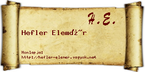Hefler Elemér névjegykártya